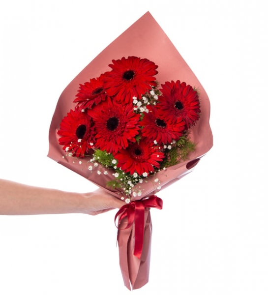 SOMON BUKETTE KIRMIZI GELBERA ARANJMANI